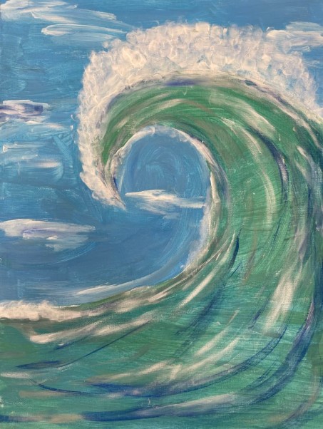 Grüne Welle vor blaumenHimmel.