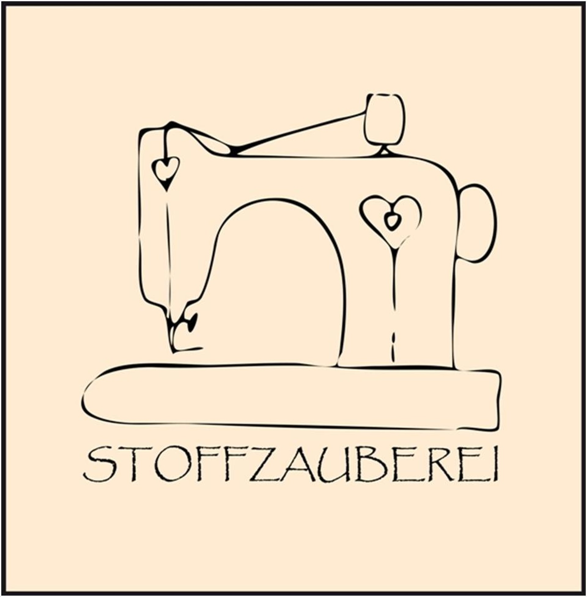 Logo der Schüler*ìnnen-Firma Stoffzauber: eine gezeichnete Nähmaschine