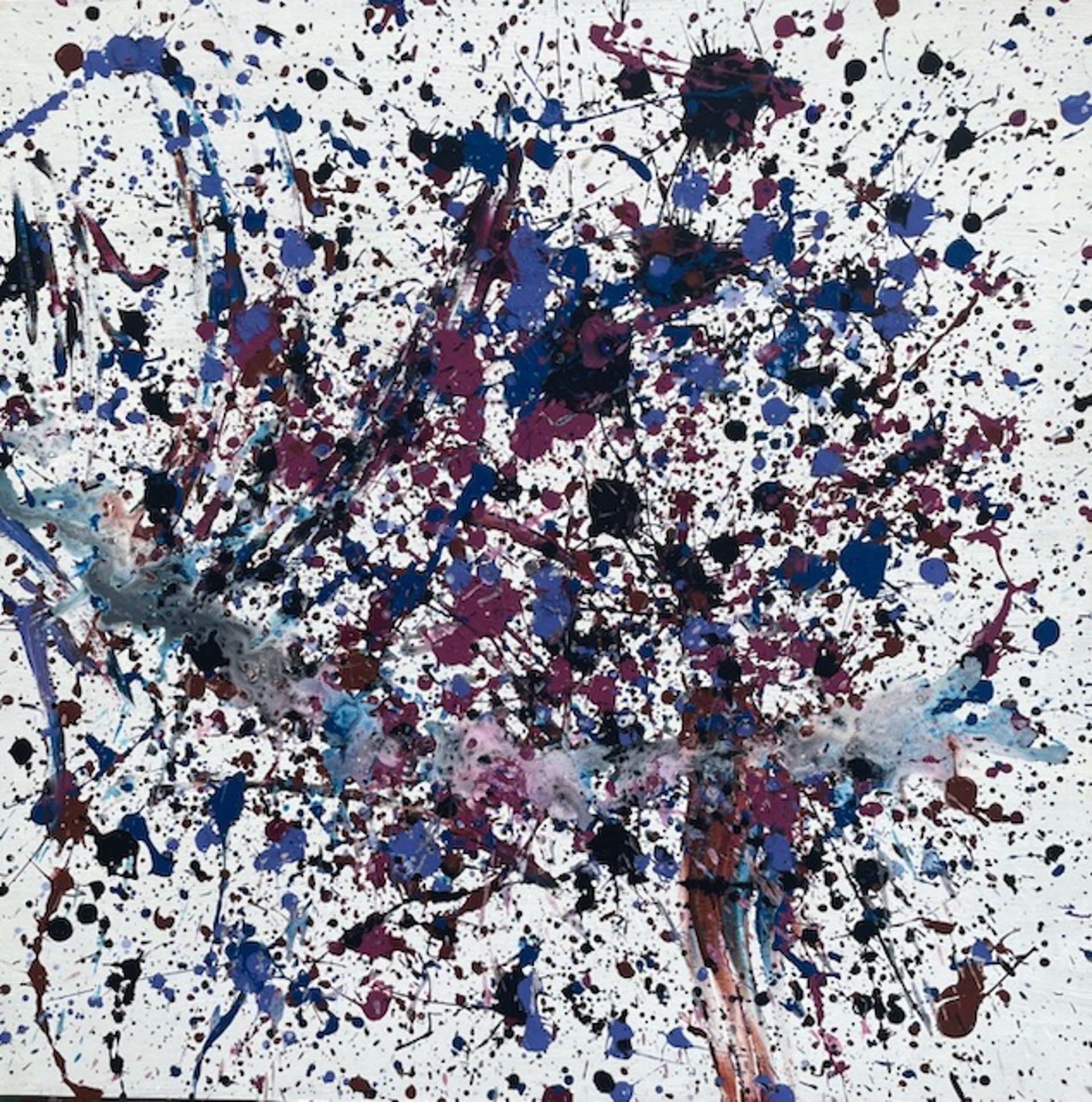 Ein Klecksbild in Blau- und Lilatönen